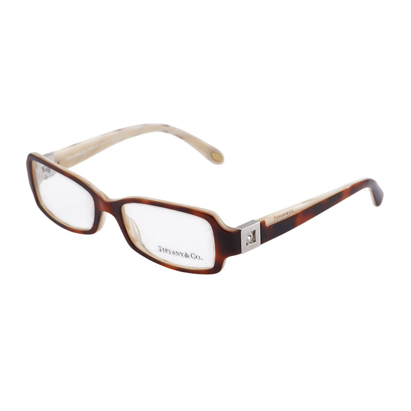 Tiffany & Co. Eyeglasses Rectangle Full Rim, Havana Frame and Clear Demo Lenses Lens TF2032-B8051