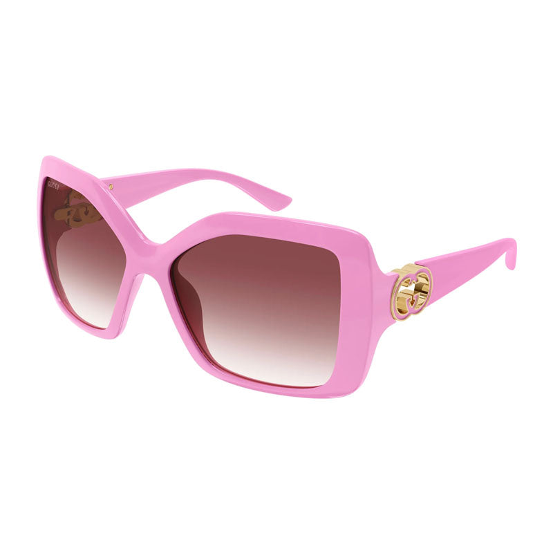 Gucci Sunglasses Square Full Rim, Pink Frame and Burgundy Gradient Lens GG2015S005