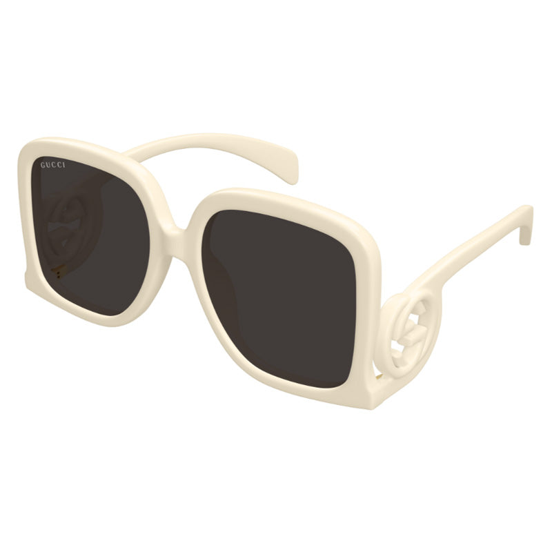 Gucci Sunglasses Square Full Rim, Ivory Frame and Grey Mirror Lens GG1326S009