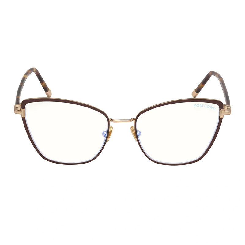 Tom Ford Eyeglasses Square Full Rim, Brown Enamel Frame and Clear Demo Lenses Lens FT5740-B048