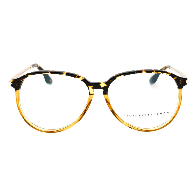 Victoria Beckham Eyeglasses Aviator Full Rim, Amber Tortoise/Amber Frame and Clear Demo Lenses Lens VB2606238