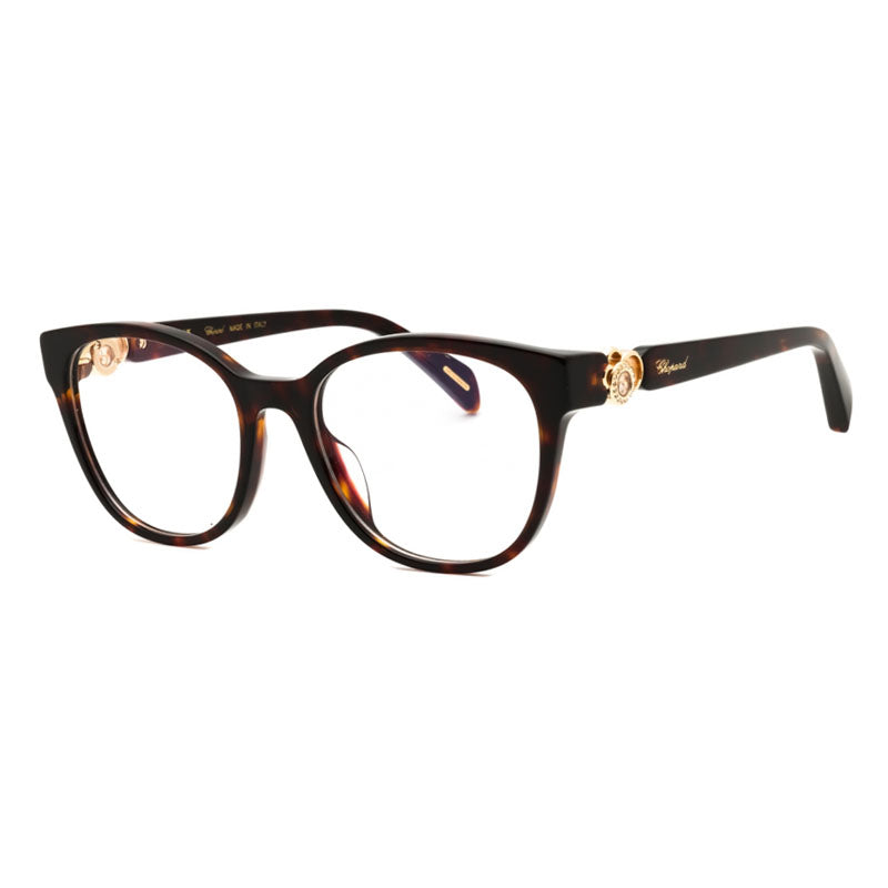 Chopard Eyeglasses Oval Full Rim, Shiny Havana Frame and Clear Demo Lenses Lens VCH356S0909