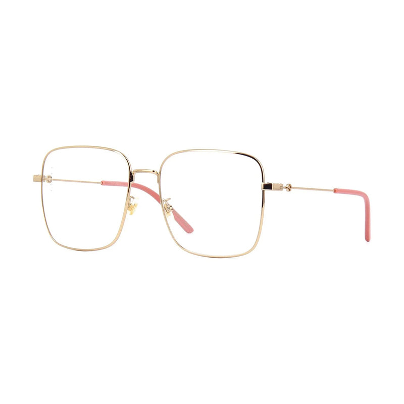 Gucci Eyeglasses Aviator Full Rim, Gold Frame and Clear Demo Lenses Lens GG0445O001