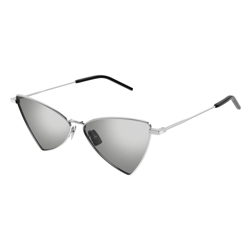 Saint Laurent Sunglasses Geometric Full Rim, Silver Frame and Grey with Silver Mirror Lens SL303JERRY010