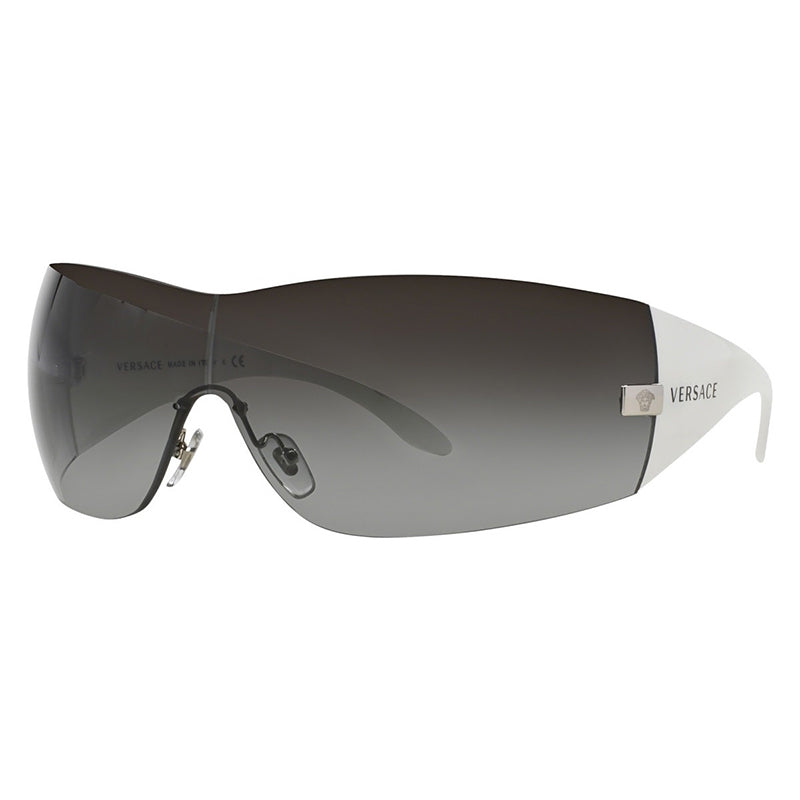 Versace Sunglasses Shield Rimless, Silver Frame and Grey Gradient Blue Lens VE205410008G