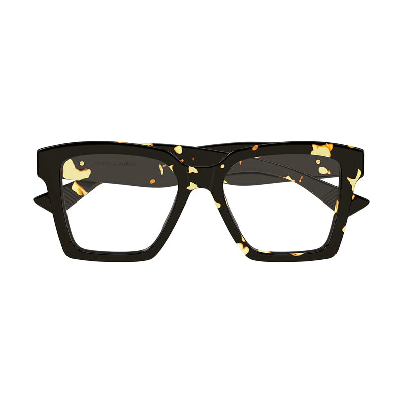 Bottega Veneta Eyeglasses Square Full Rim, Havana Frame and Clear Demo Lens Lens BV1458O002