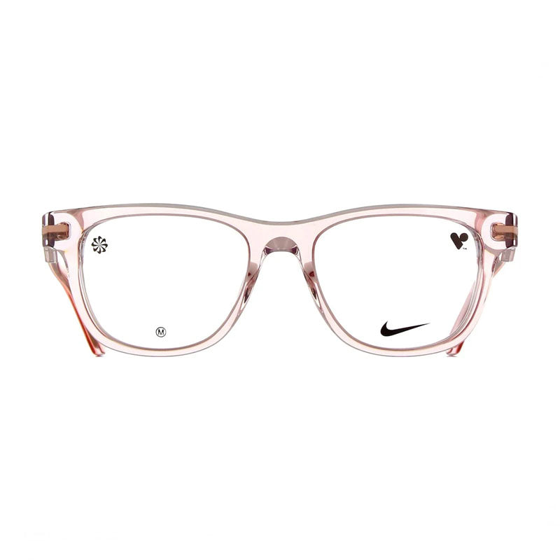 Nike Eyeglasses Rectangle Full Rim, Blush/Crystal Laminate Frame and Clear Demo Lenses Lens NIKE7176689