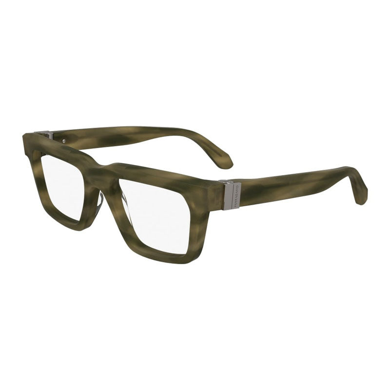 Ferragamo Salvatore Ferragamo Eyeglasses Square Full Rim, Striped Khaki Frame and Clear Demo Lenses Lens SF2995319