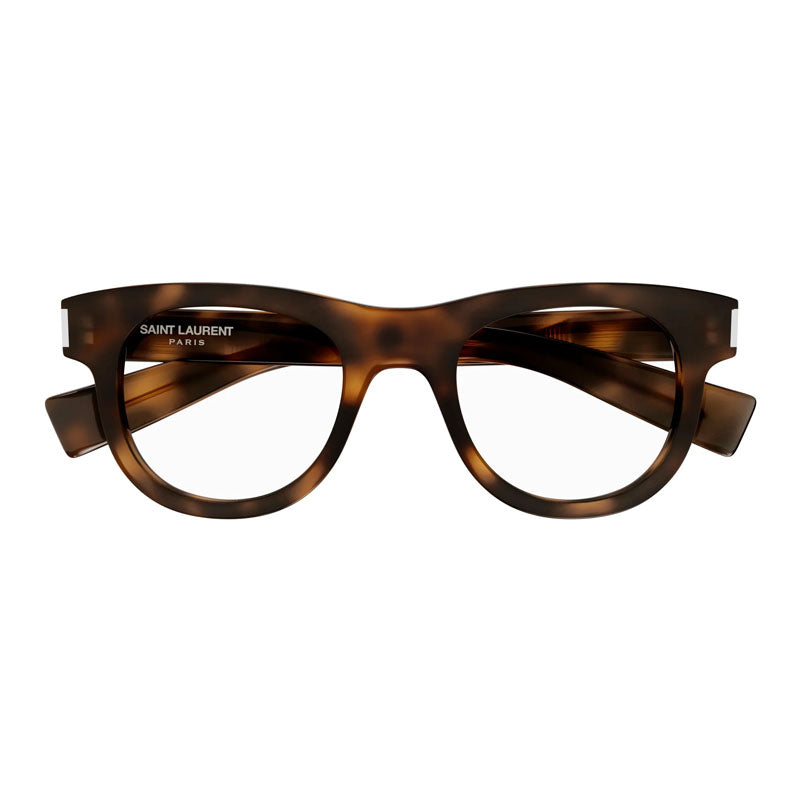 Saint Laurent Eyeglasses Round Full Rim, Havana Frame and Clear Demo Lenses Lens SL571OPT003