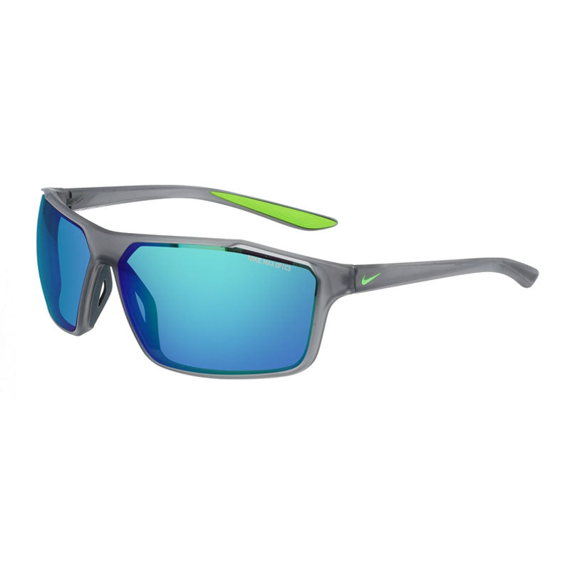 Nike Sunglasses Rectangle Full Rim, Matte Dark Grey Frame and Grey/Green Lens NIKEWINDSTORMMCW4672022