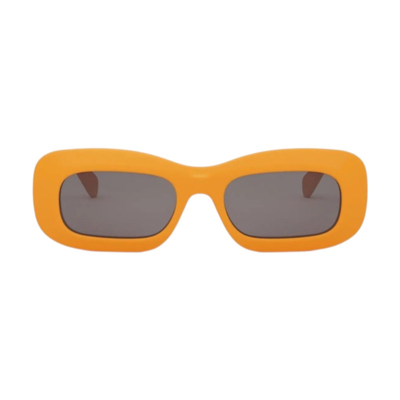 Celine Sunglasses Rectangle Full Rim, Glossy Orange Frame and Grey Lens CL40294I42A