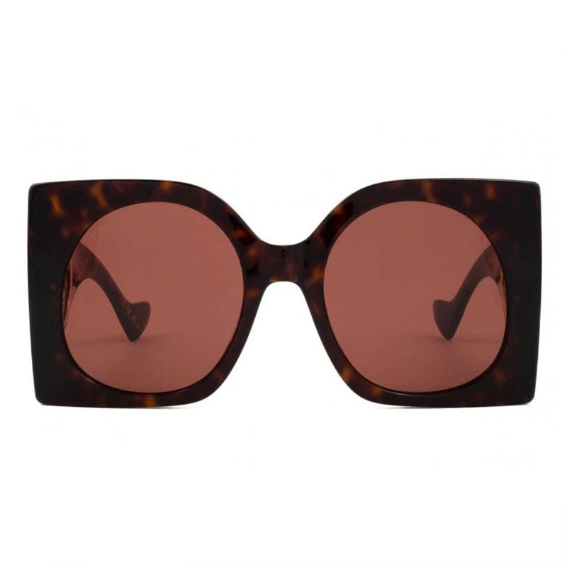Gucci Sunglasses Square Full Rim, Dark Havana Frame and Brown Lens GG1254S002