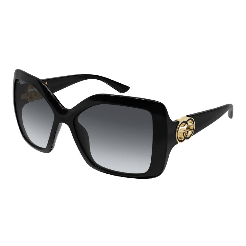 Gucci Sunglasses Square Full Rim, Shiny Black Frame and Grey Gradient Lens GG2015S001
