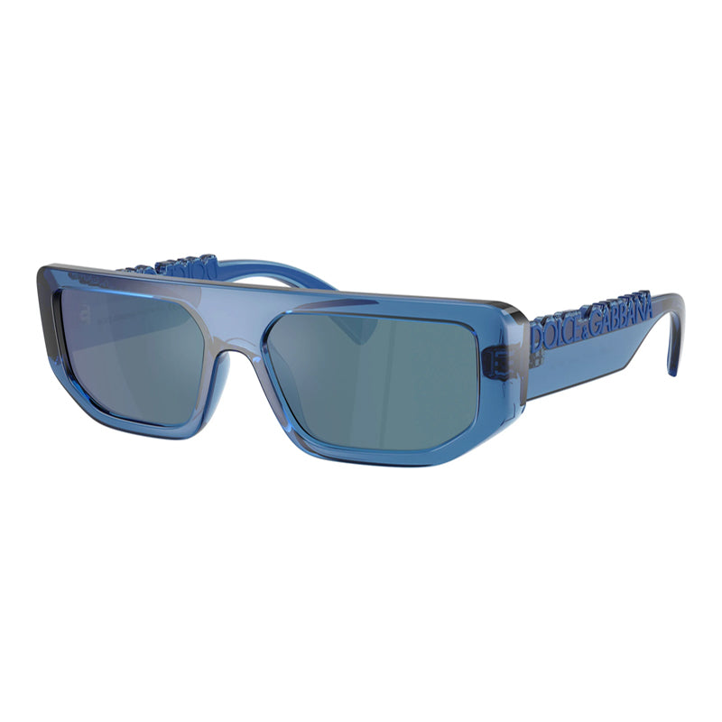 Dolce & Gabbana Sunglasses Rectangle Full Rim, Transparent Blue Frame and Dark Grey Ar Blue Lens DG6203300925