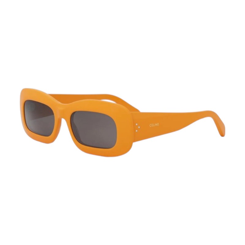 Celine Sunglasses Rectangle Full Rim, Glossy Orange Frame and Grey Lens CL40294I42A