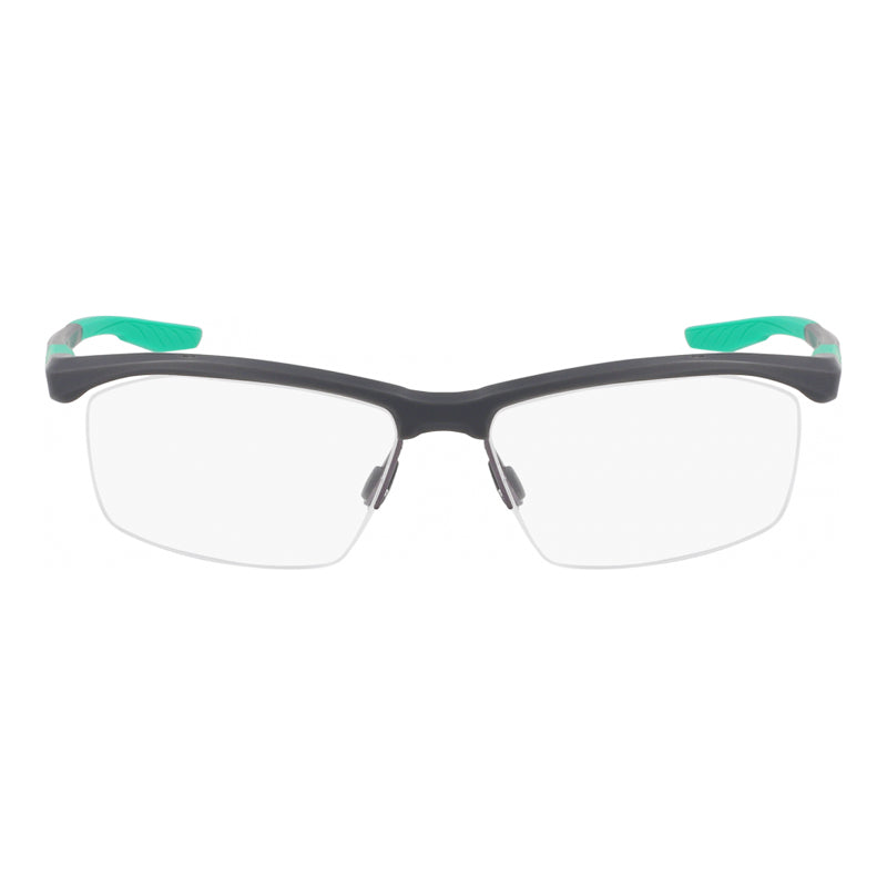 Nike Eyeglasses Rectangle Semi Rim, Matte Dark Grey Frame and Clear Demo Lens Lens NIKE7402034