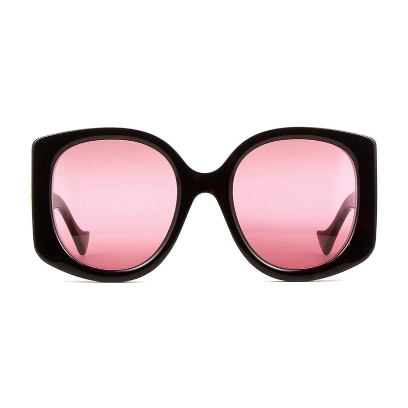 Gucci Sunglasses Butterfly Full Rim, Dark Havana Frame and Gradient Red Lens GG1257S003