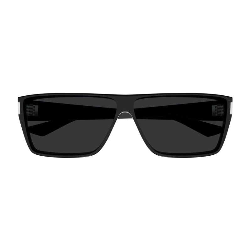 Saint Laurent Sunglasses Square Full Rim, Shiny Black Frame and Dark Grey Lens SL757001