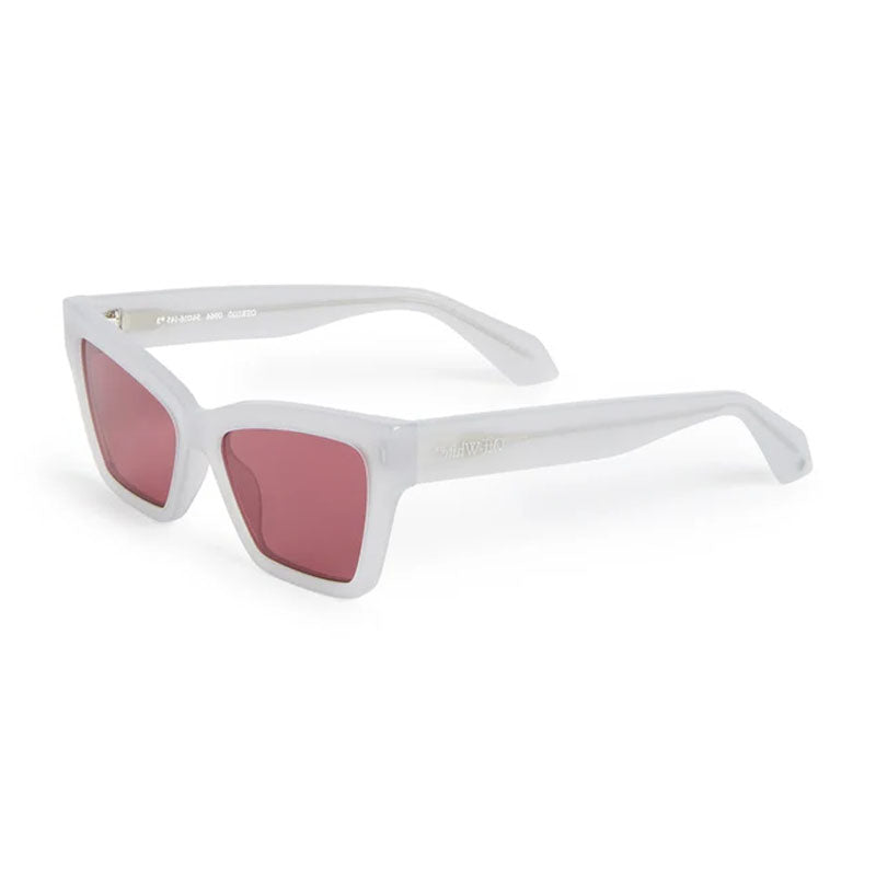Off-White Sunglasses Cat Eye Full Rim, Shiny Grey Frame and Brown Lens OERI110CINCINNATI0964