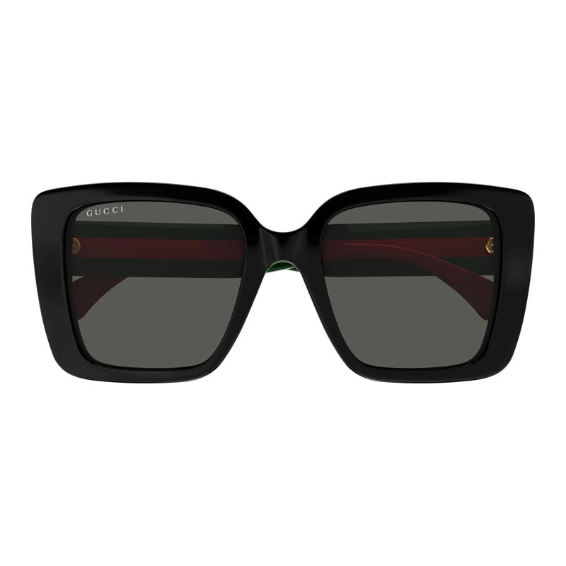 Gucci Sunglasses Square Full Rim, Shiny Black Frame and Grey Lens GG1861S001
