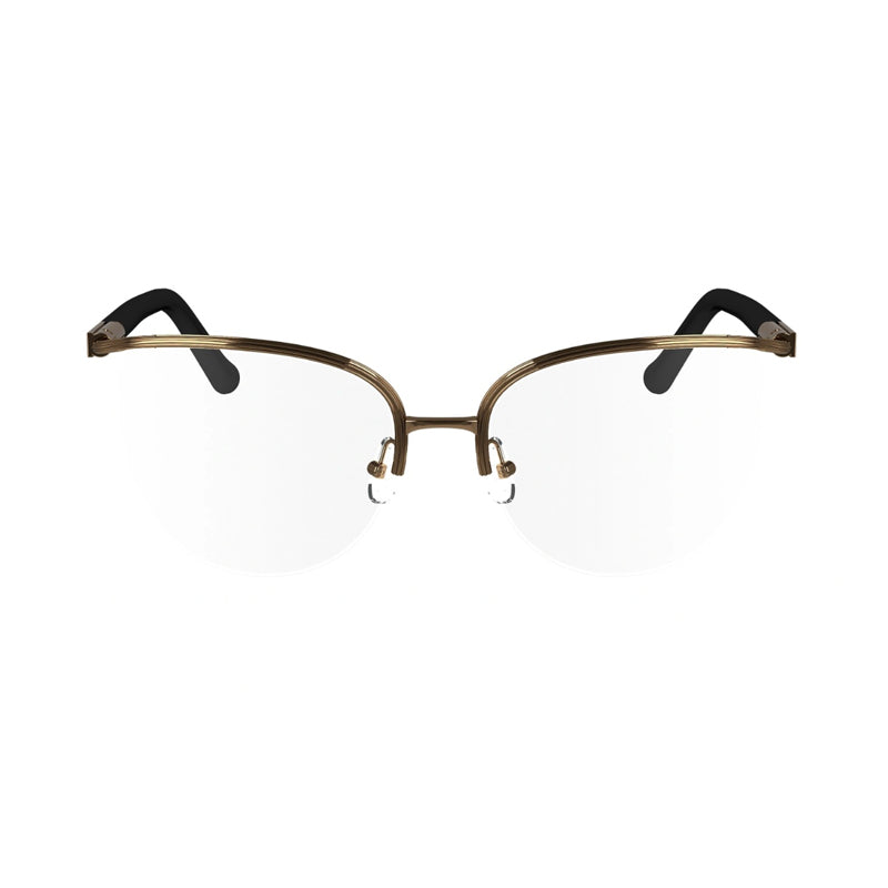 Ferragamo Salvatore Ferragamo Eyeglasses Cat Eye Semi Rim, Amber Gold Frame and Clear Demo Lenses Lens SF2227730