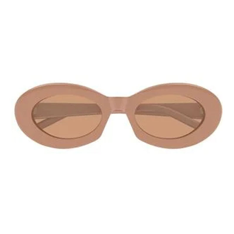 Saint Laurent Sunglasses Oval Full Rim, Light Brown Frame and Brown Lens SL594010