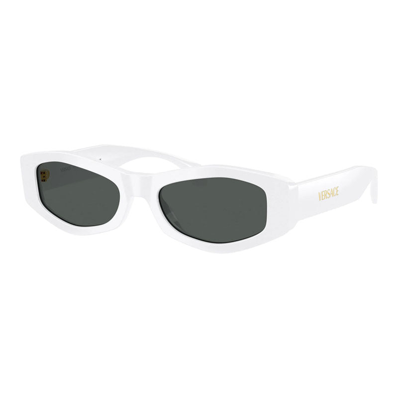 Versace Sunglasses Rectangle Full Rim, White Frame and Grey Lens VE4487314/87