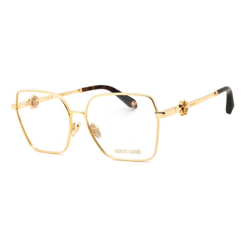 Roberto Cavalli Eyeglasses Square Full Rim, Yellow Gold Frame and Clear Demo Lenses Lens VRC0290400