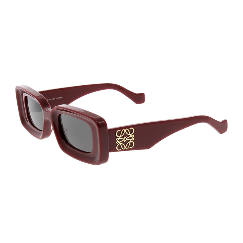 Loewe Sunglasses Rectangle Full Rim, Red Frame and Grey Lens LW40102F66A