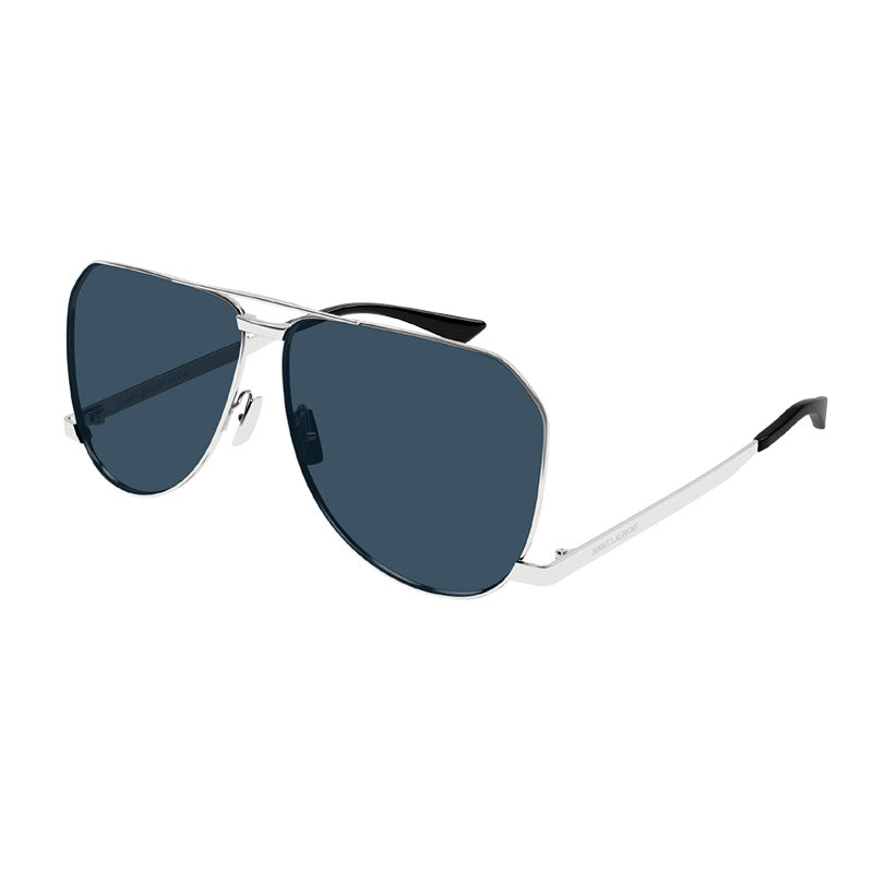 Saint Laurent Sunglasses Aviator Full Rim, Silver Frame and Blue Lens SL690DUST003