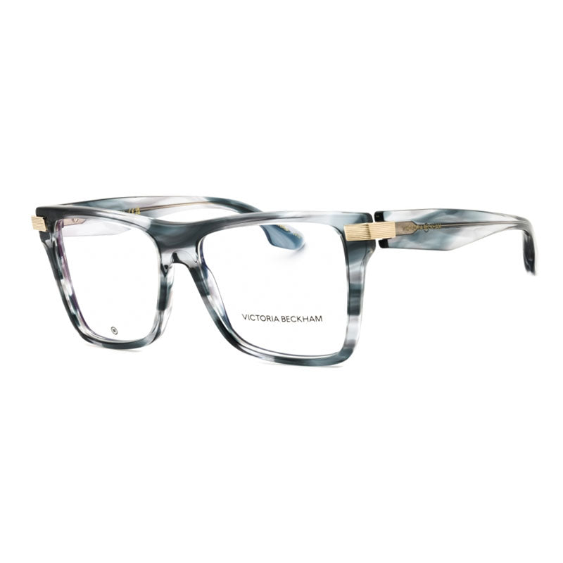 Victoria Beckham Eyeglasses Square Full Rim, Grey Horn Frame and Clear Demo Lenses Lens VB2677035