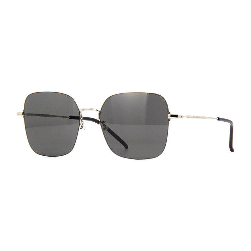 Saint Laurent Sunglasses Square Full Rim, Silver Frame and Grey Lens SL410WIRE004