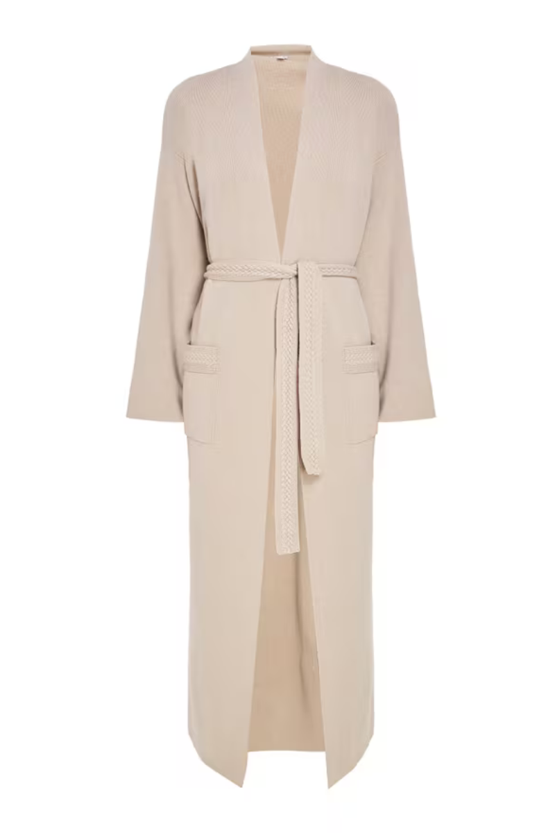 La Perla Belted Knit Coat In Beige Plm0056120