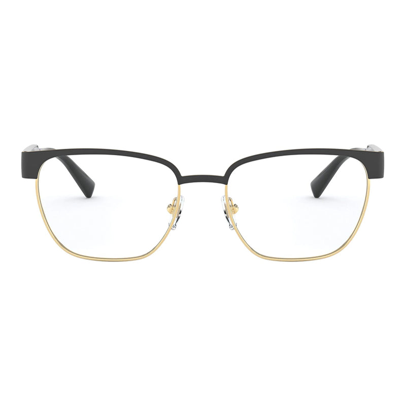 Versace Eyeglasses Browline Full Rim, Black Gold Frame and Clear Demo Lenses Lens VE12641436