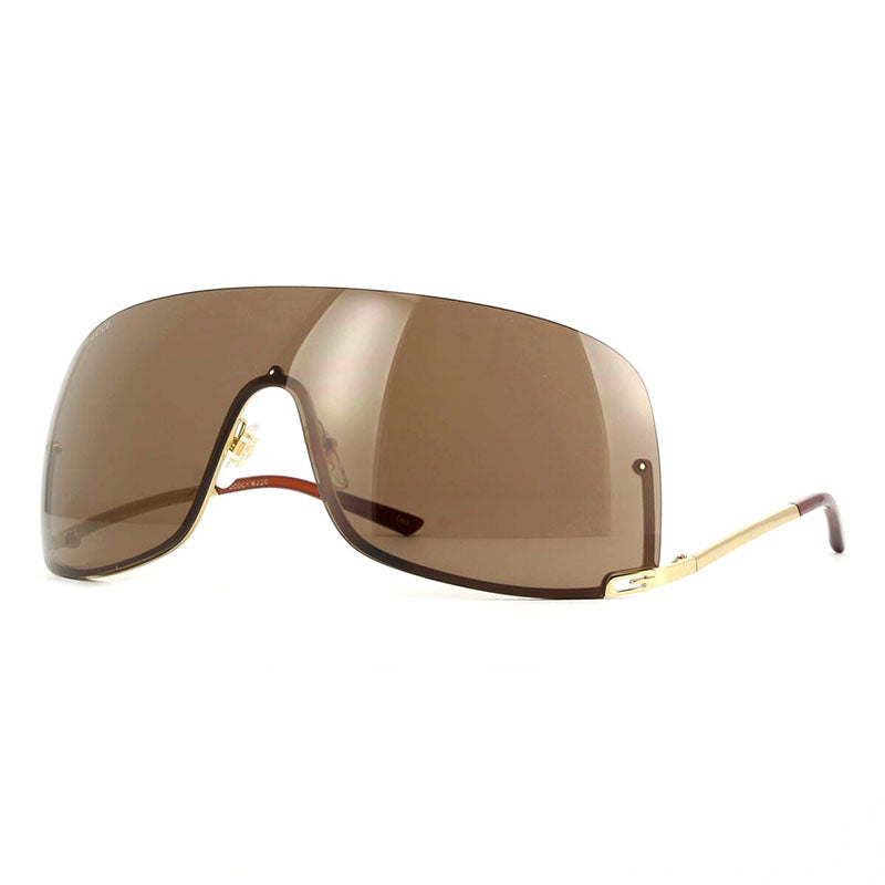 Gucci Sunglasses Shield Semi Rim, Gold Frame and Brown Lens GG1560S002