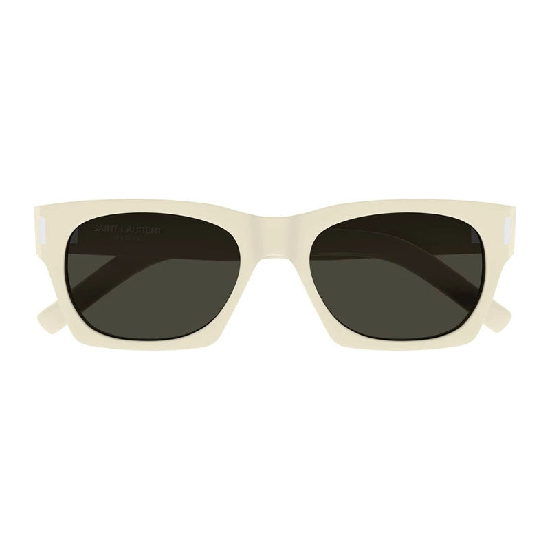 Saint Laurent Sunglasses Square Full Rim, Ivory Frame and Grey Lens SL402020