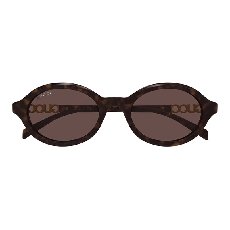Gucci Sunglasses Oval Full Rim, Havana Frame and Brown Lens GG2153S002