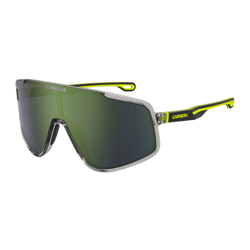 Carrera Sunglasses Shield Full Rim, Light Grey/Yellow Frame and Green Mirror Lens CARRERA4017/S0XYOMT