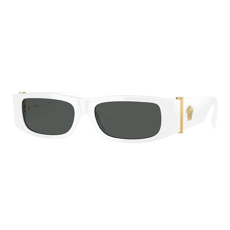 Versace Sunglasses Rectangle Full Rim, White Frame and Dark Grey Lens VE4476U545987