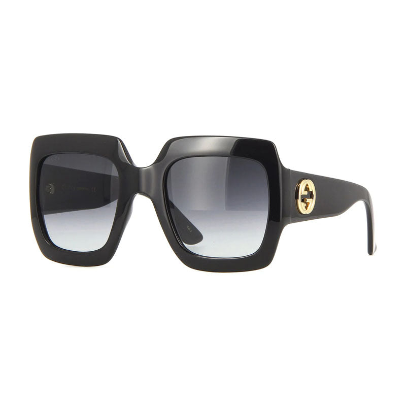 Gucci Sunglasses Square Full Rim, Black Frame and Grey Gradient Lens GG0053S001