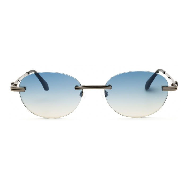 Palm Angels Sunglasses Oval Rimless, Gunmetal Frame and Blue Gradient Electric Lens PERI10HCRYSTAL1007