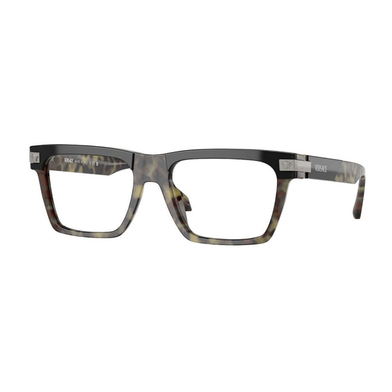 Versace Eyeglasses Rectangle Full Rim, Havana Frame and Clear Demo Lenses Lens VE3354F5456