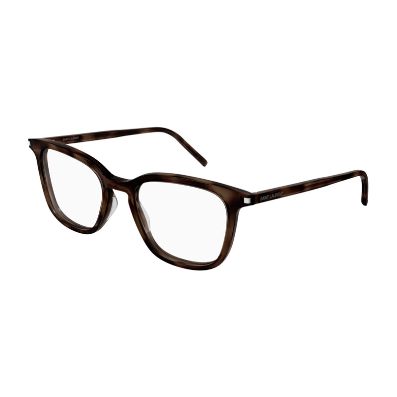 Saint Laurent Eyeglasses Square Full Rim, Havana Frame and Clear Demo Lenses Lens SL479002