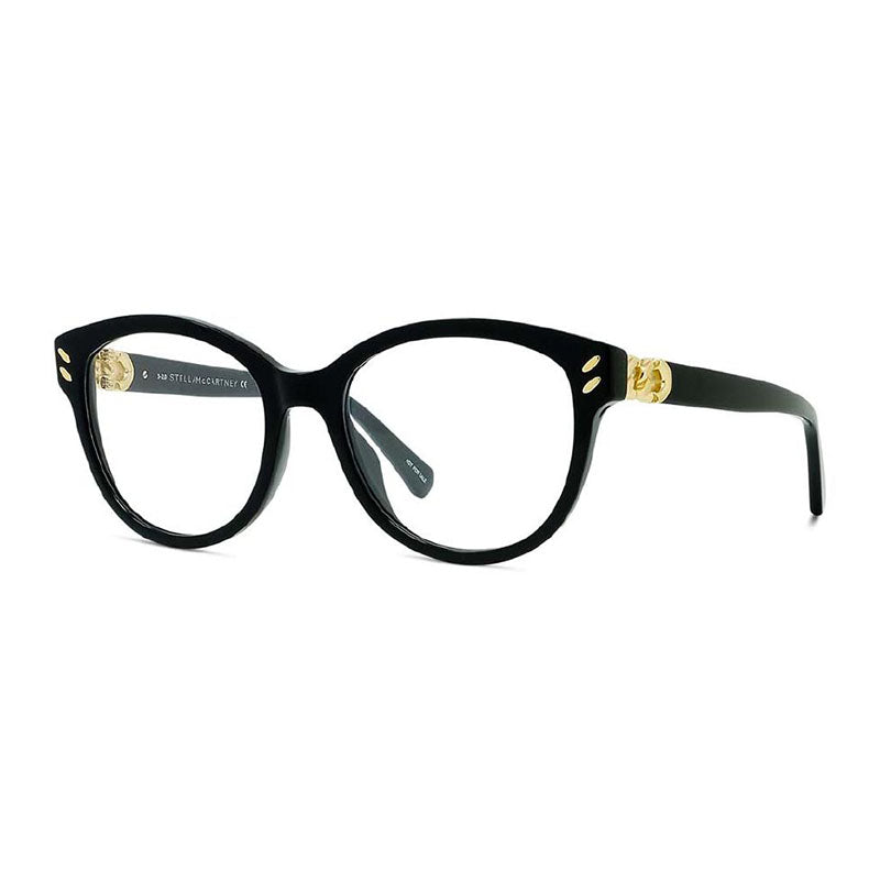 Stella McCartney Eyeglasses Square Full Rim, Black/Gold Frame and Clear Demo Lenses Lens SC50006I001