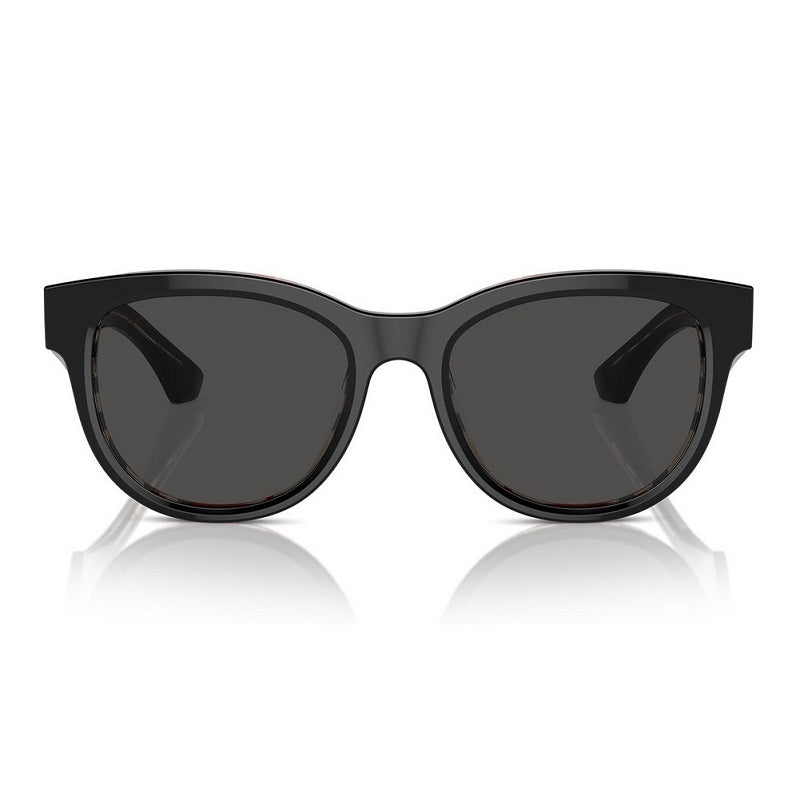 Burberry Sunglasses Round Full Rim, Top Black on Vintage Check Frame and Dark Grey Lens BE4432U412187