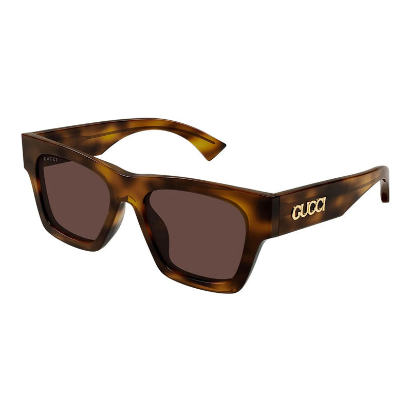 Gucci Sunglasses Square Full Rim, Medium Brown Havana Frame and Brown Lens GG1835S002