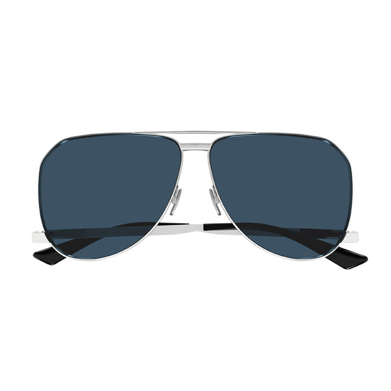 Saint Laurent Sunglasses Aviator Full Rim, Silver Frame and Blue Lens SL690DUST003