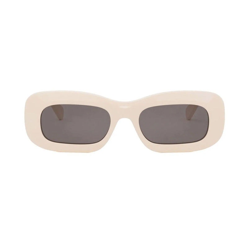 Celine Sunglasses Rectangle Full Rim, Shiny Ivory Frame and Grey Lens CL40294I25A