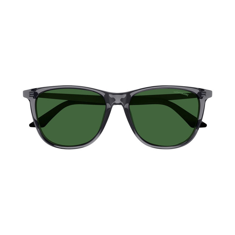 Montblanc Sunglasses Square Full Rim, Grey/Black Frame and Green Lens MB0330S002