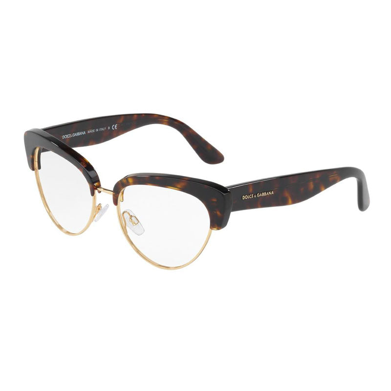Dolce & Gabbana Eyeglasses Cat Eye Full Rim, Havana Frame and Clear Demo Lens Lens DG3247502
